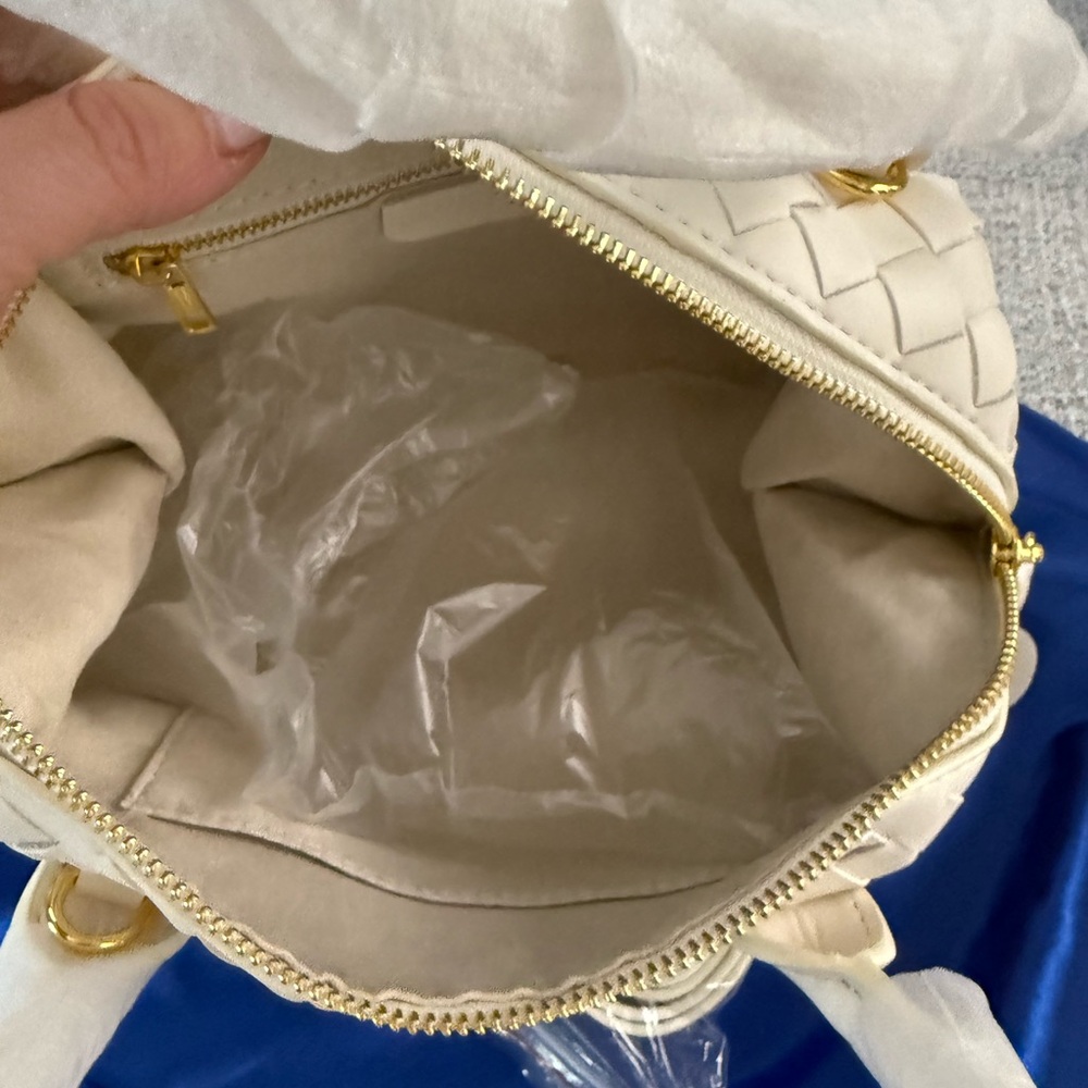 Clara Bag; Chic Ivory Woven Satchel - Picture 2 of 3